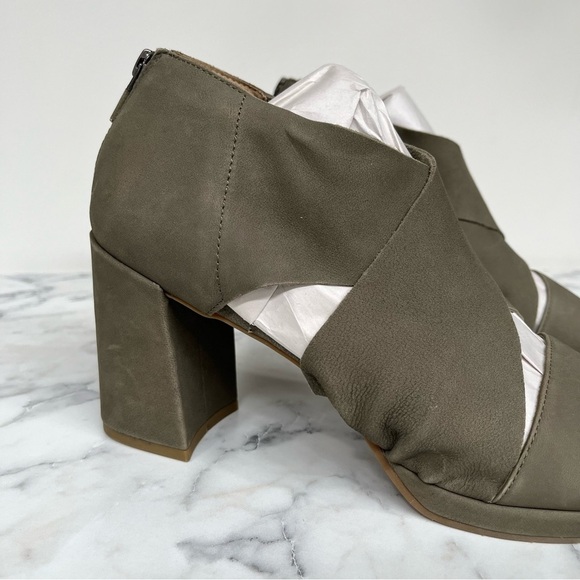 Eileen Fisher Marla Women's Sandals Block Heel Olive Green Suede Leather Size 11 - Picture 4 of 11